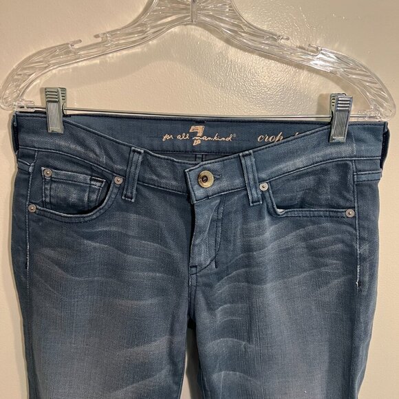 7 For All Mankind Gray Blue Low Rise Crop Dojo Jeans, Size 28 - Picture 2 of 12